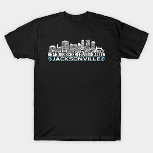 Jacksonville Football Team 23 Player Roster, Jacksonville City Skyline T-Shirt